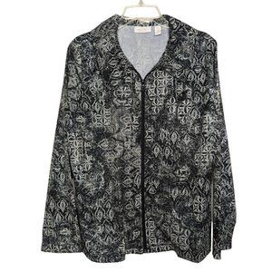WEEKENDS BY CHICO'S long sleeve zippered front gray lightweight jacket sz 2 sz 1